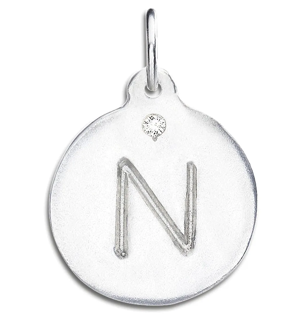 N Alphabet Charm With Diamond