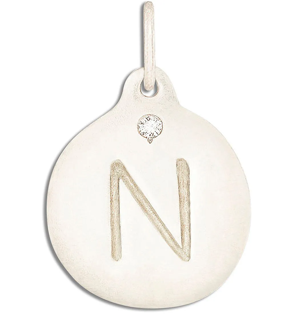 N Alphabet Charm With Diamond