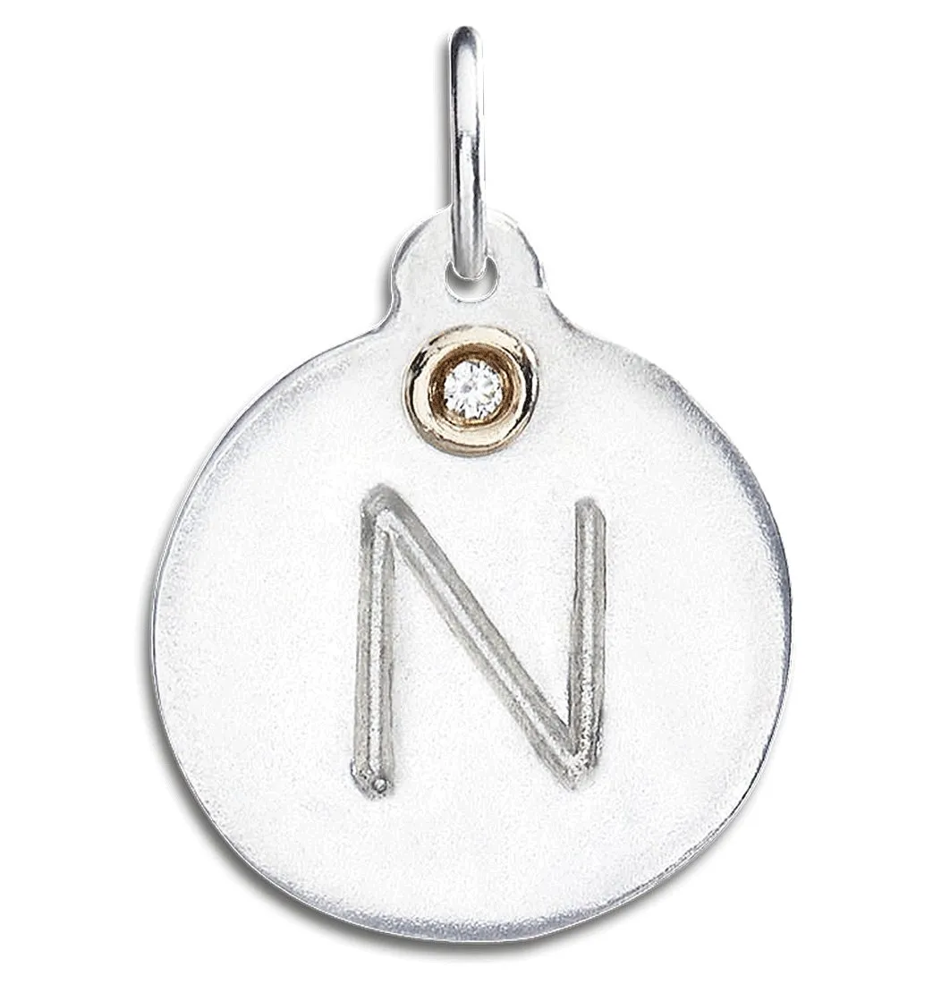 N Alphabet Charm With Diamond