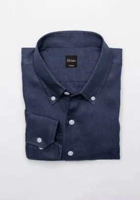 Navy Irish Linen Shirt