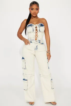 One Last Dance Denim Jumpsuit - Light Wash