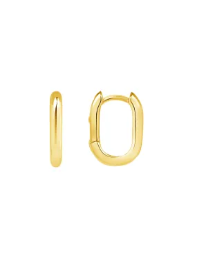 Oval Hoop Huggie Earrings 14K