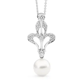 Pave Set Diamond and Pearl Feature Pendant