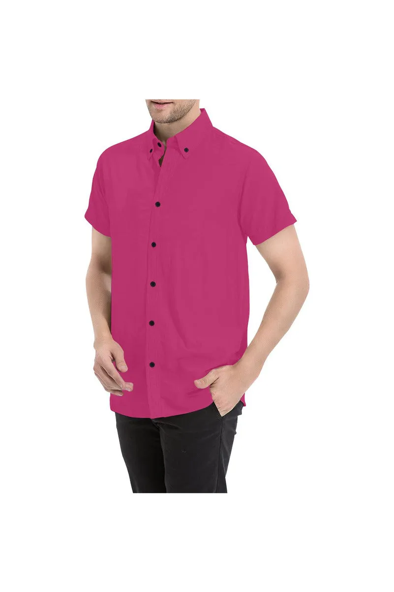 Peacock Pink Men's All Over Print Short Sleeve Shirt/Large Size (Model T53)