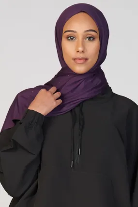 Petite Rhinestone Jersey Hijab - Eggplant