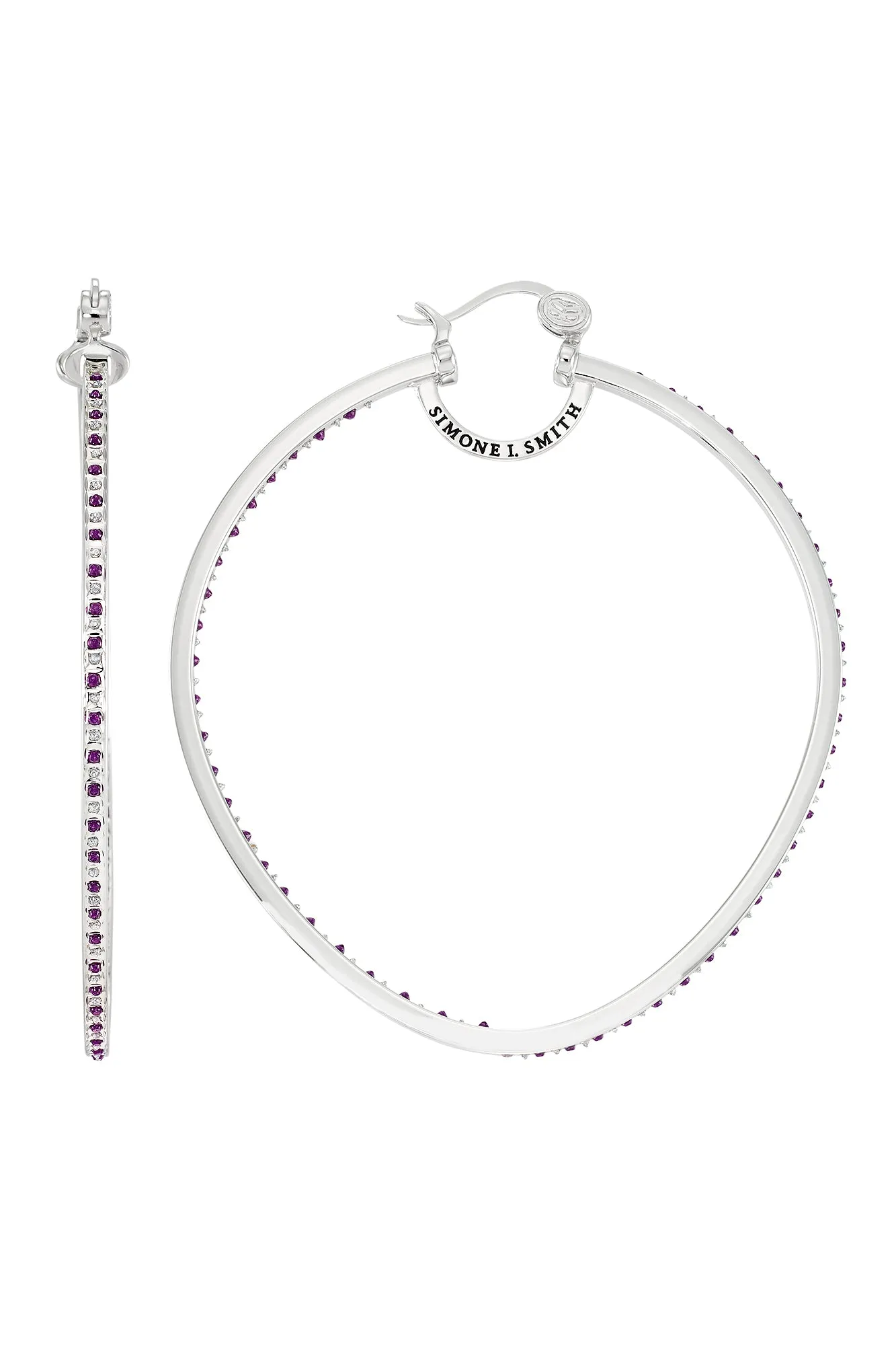 Precious Fruit Hoops with Amethyst Diamond Embellishments - Extra Large