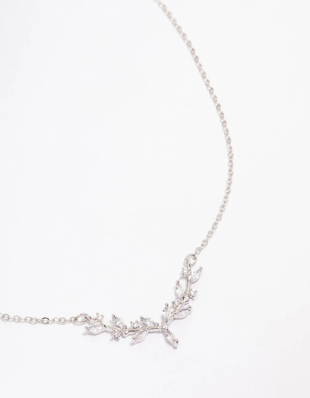 Rhodium Dainty Leafy Vine Necklace