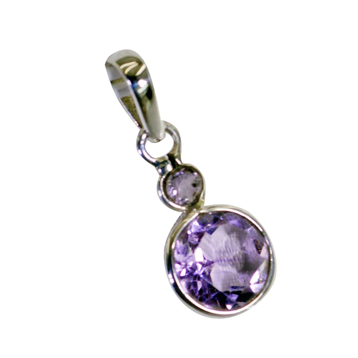 Riyo Beaut Gemstone Multi Faceted Purple Amethyst Sterling Silver Pendant Gift For Friend