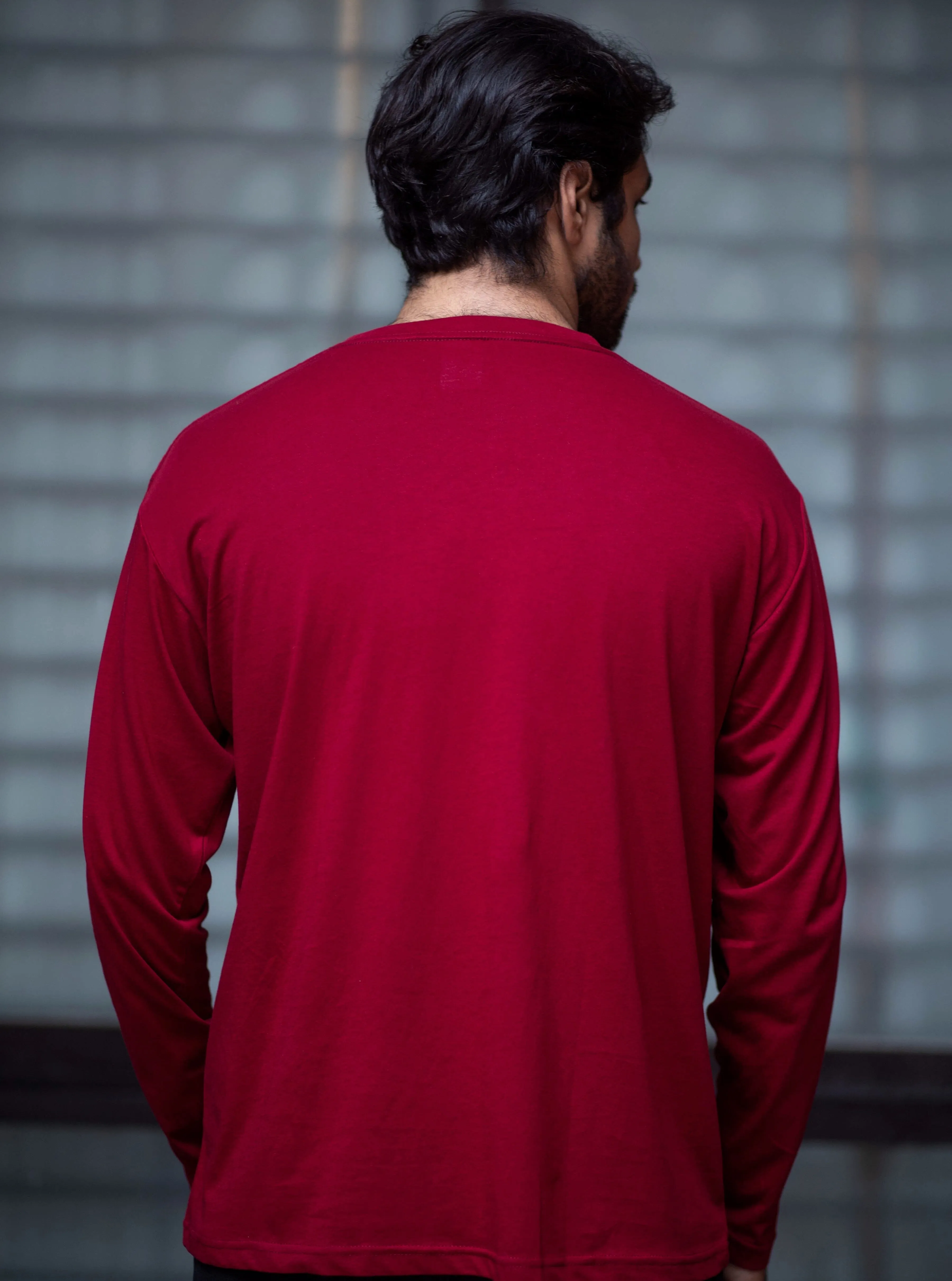 Round Neck Maroon Full Sleeve