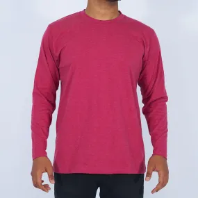 Round Neck Maroon Melange Full Sleeve