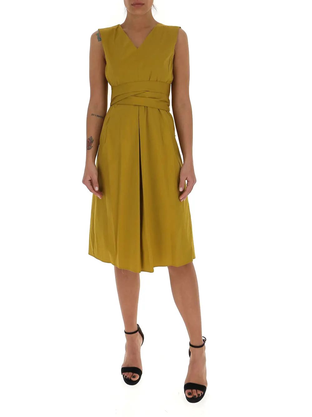 'S Max Mara Sleeveless Belted Dress