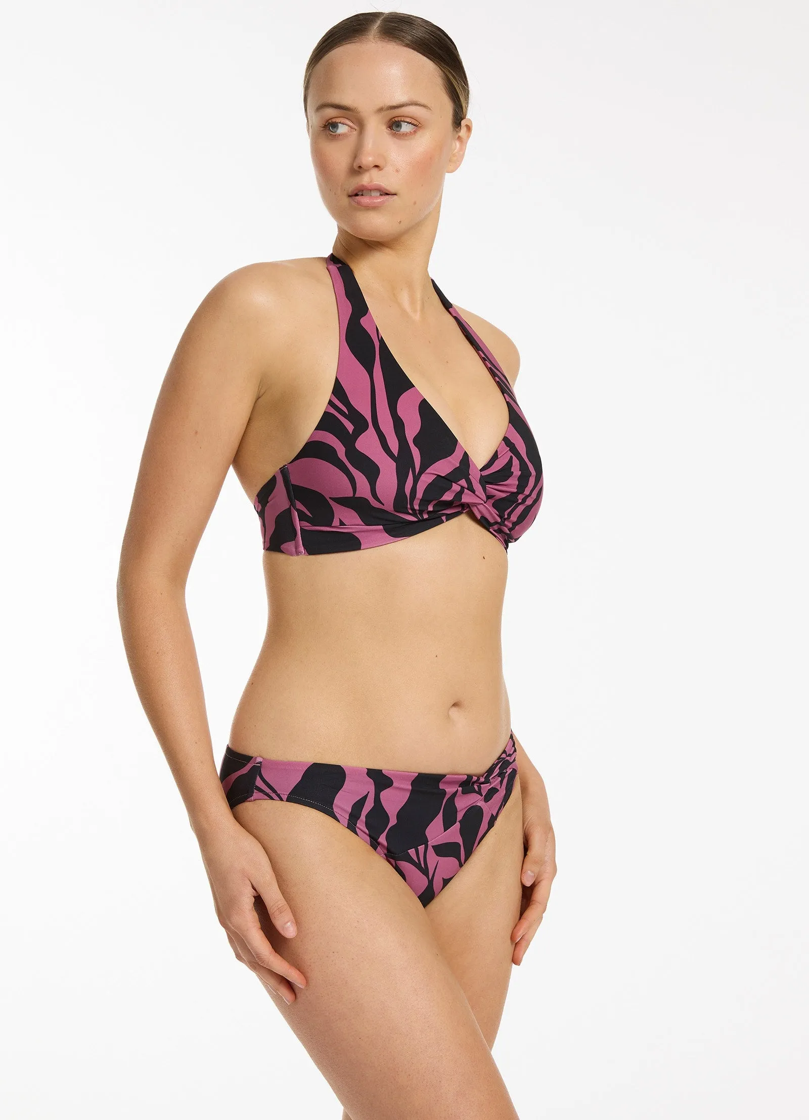 Sereno Twist Front Hipster Bikini Bottom - Mauve