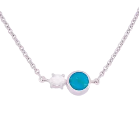 Signature Herkimer Diamond and Turquoise Round Necklace