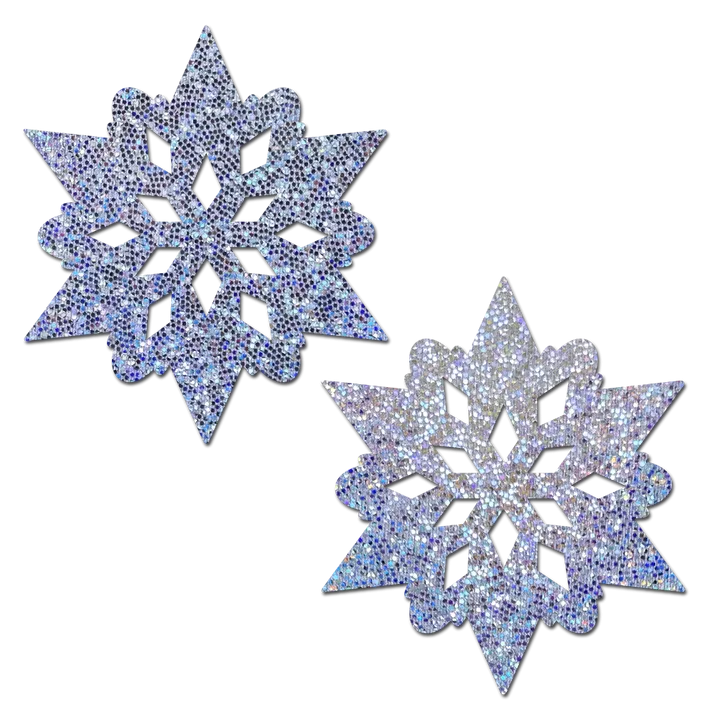 Snowflakes: Silver Glitter Snowflake Nipple Pasties