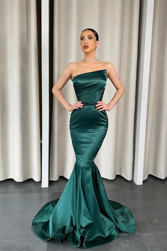 Strapless Mermaid Long Evening Dress in Dark Green