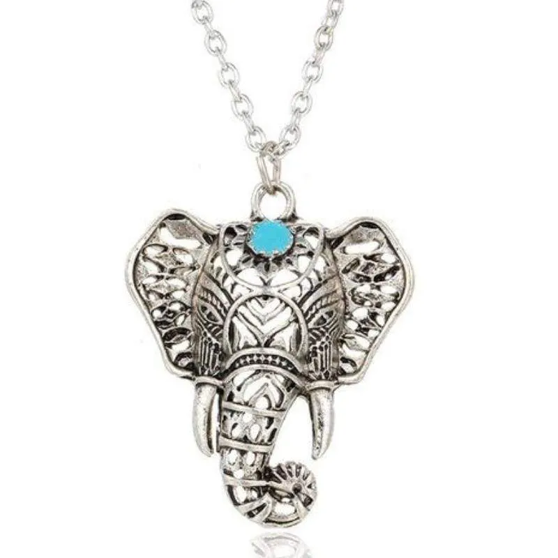 Tell Me Said the Elephant Silver and Blue Necklace