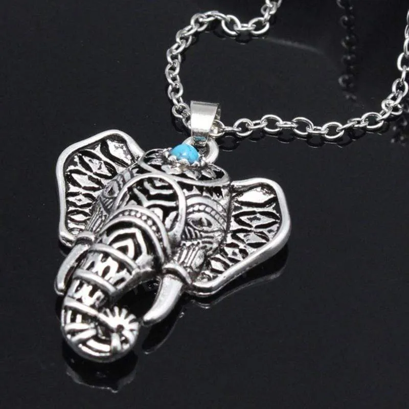 Tell Me Said the Elephant Silver and Blue Necklace