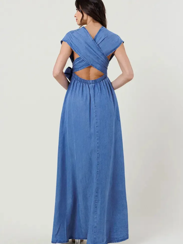 Tencel Cut Out Maxi Wrap Dress