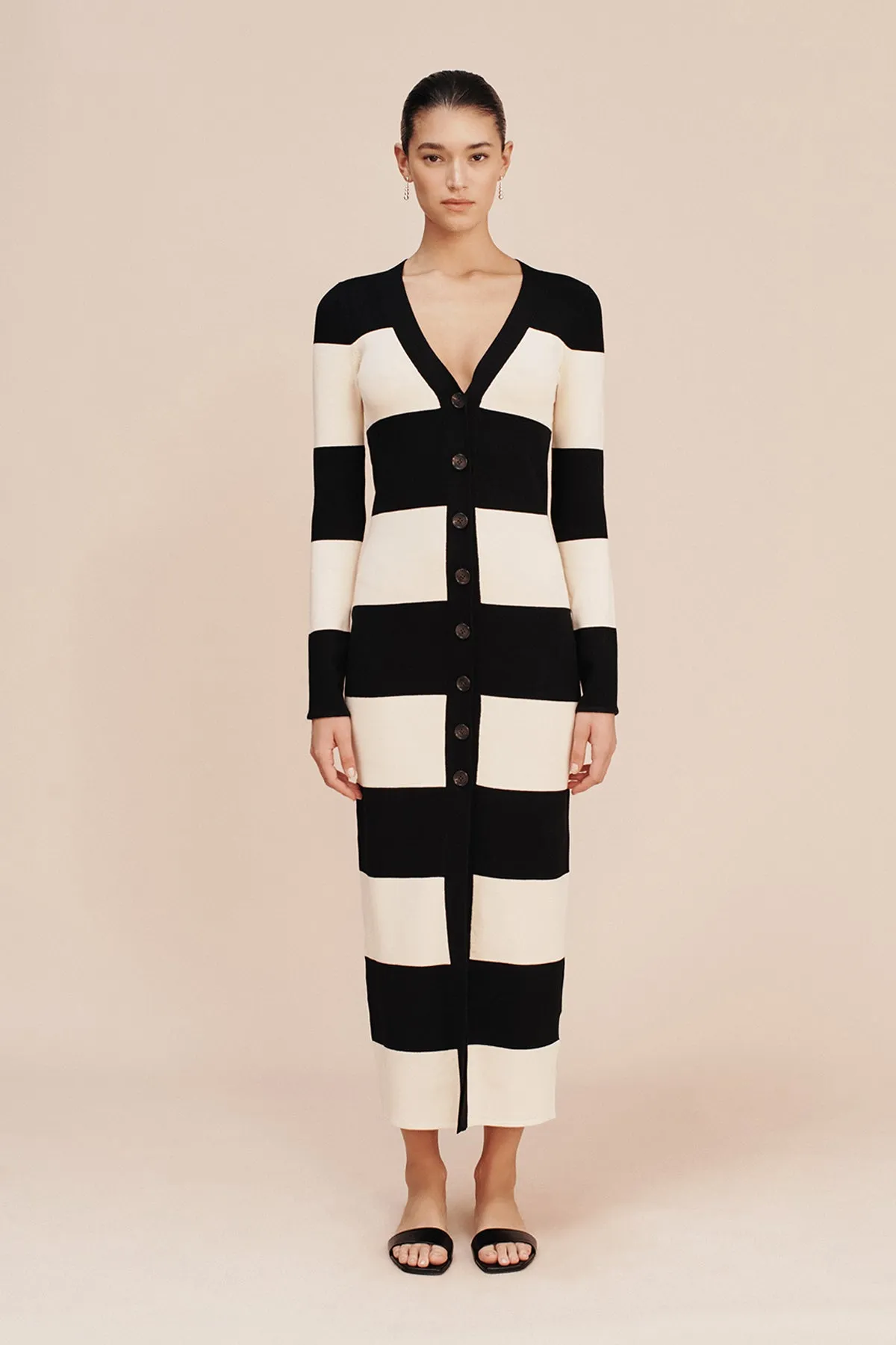 THEO LONG SLEEVE DRESS - BLACK STRIPE