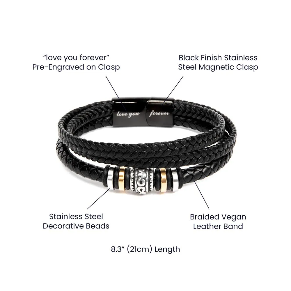 To My Boyfriend, You Complete Me Braided Vegan Leather Men Bracelet