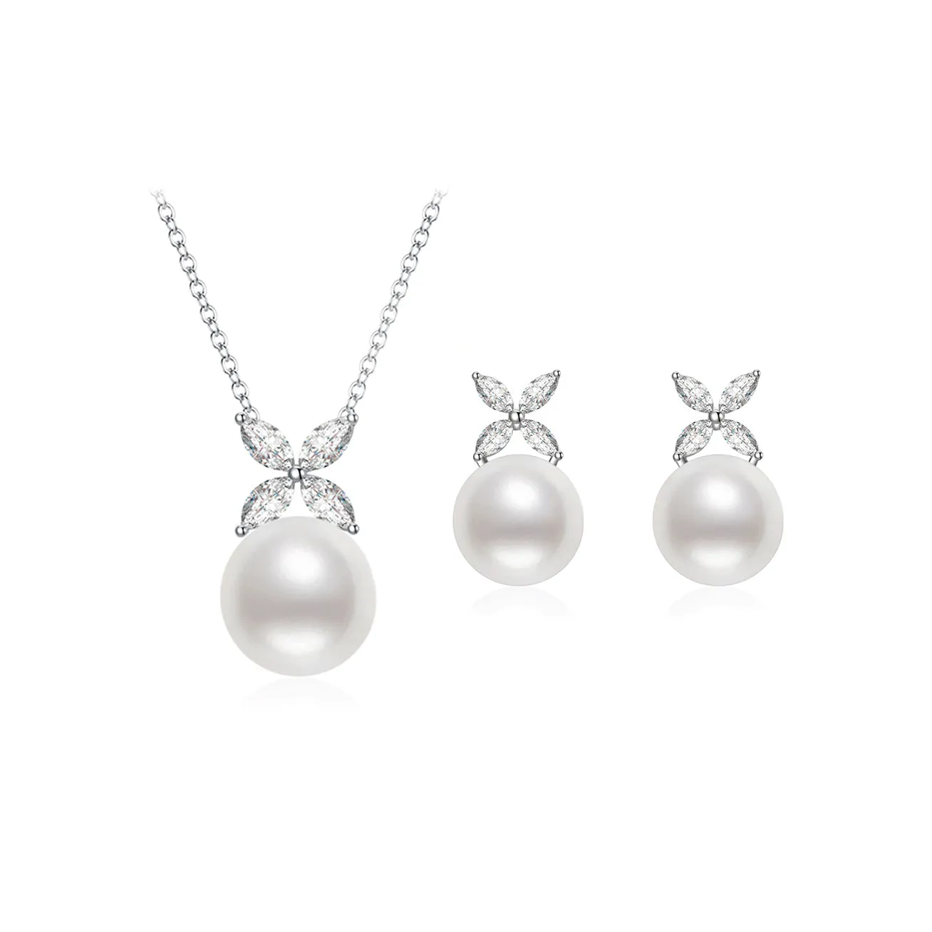 Top Grade Freshwater Pearl Necklace & Earrings Set WS00111 | EVERLEAF