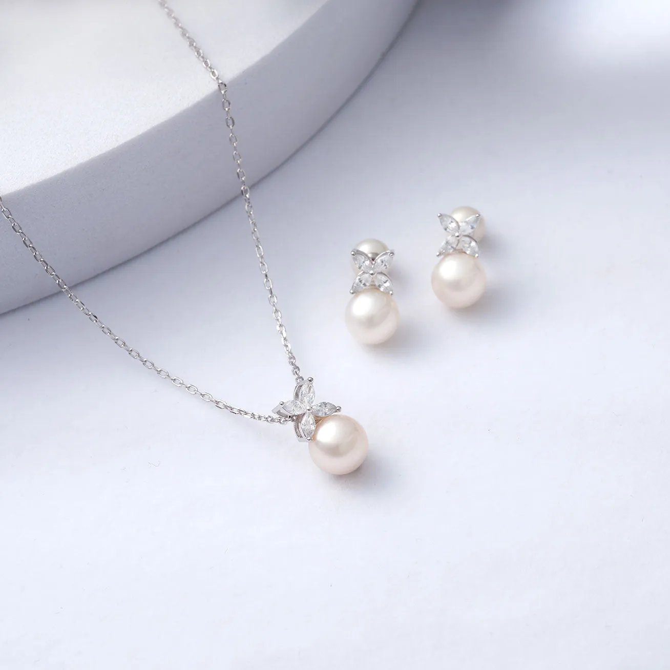 Top Grade Freshwater Pearl Necklace & Earrings Set WS00111 | EVERLEAF