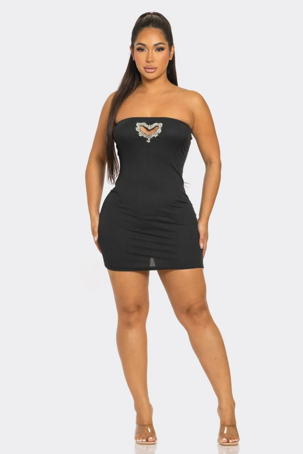 Tube Ribbed Micro Mini Dress - Black