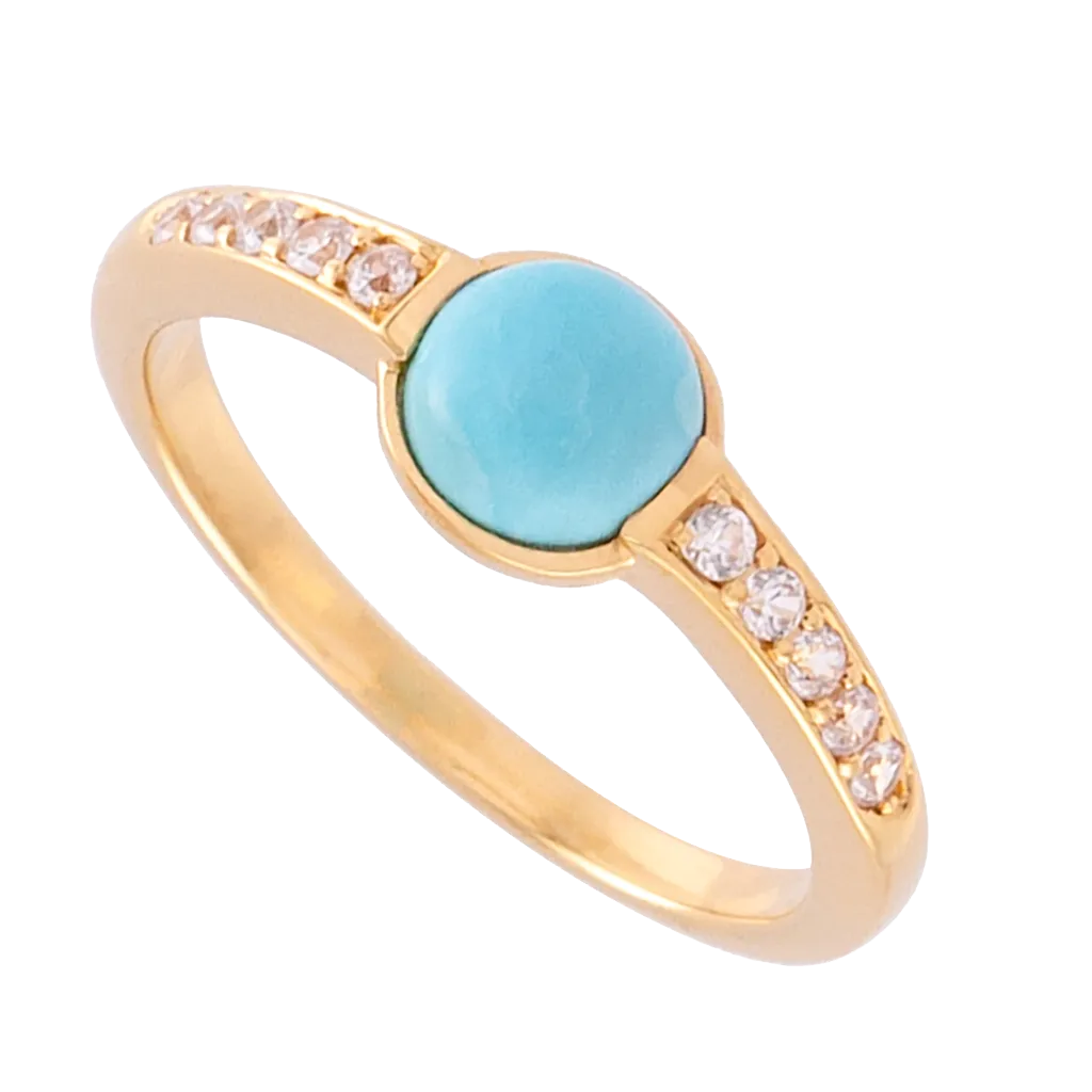 Turquoise and Zircon Ring