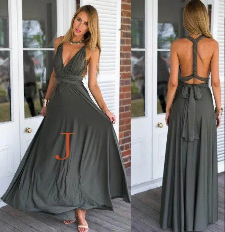 Unique Emerald Floor length Sleeveless Bridesmaid Dress