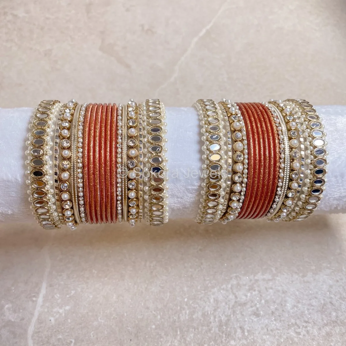 Urvi Mirror Bangle Set - Brown