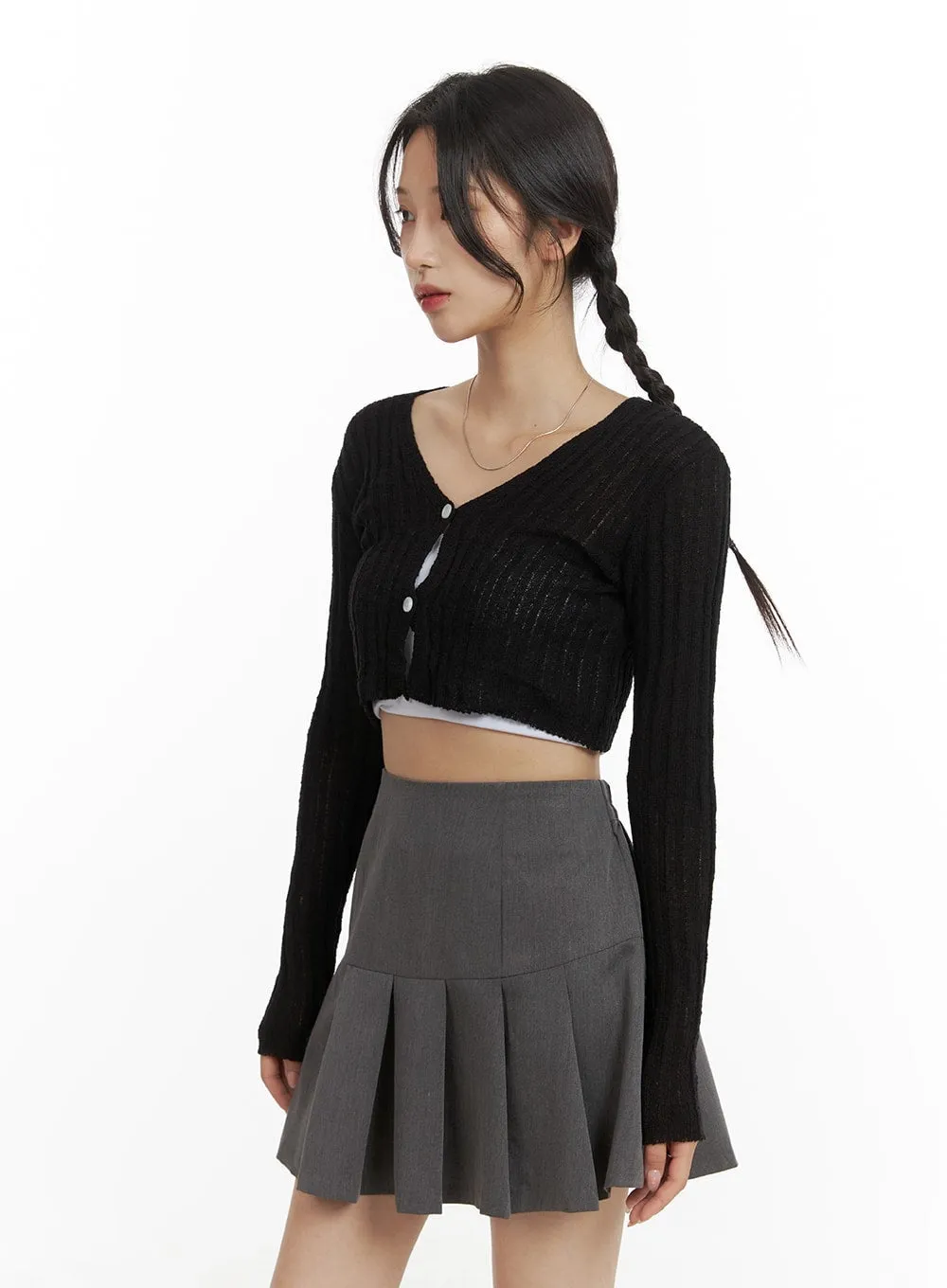 V-Neck Cropped Cardigan CM427