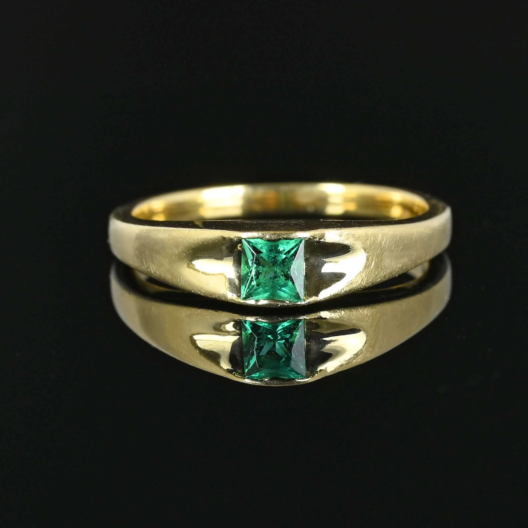 Vintage 14K Gold Princess Cut Emerald Ring