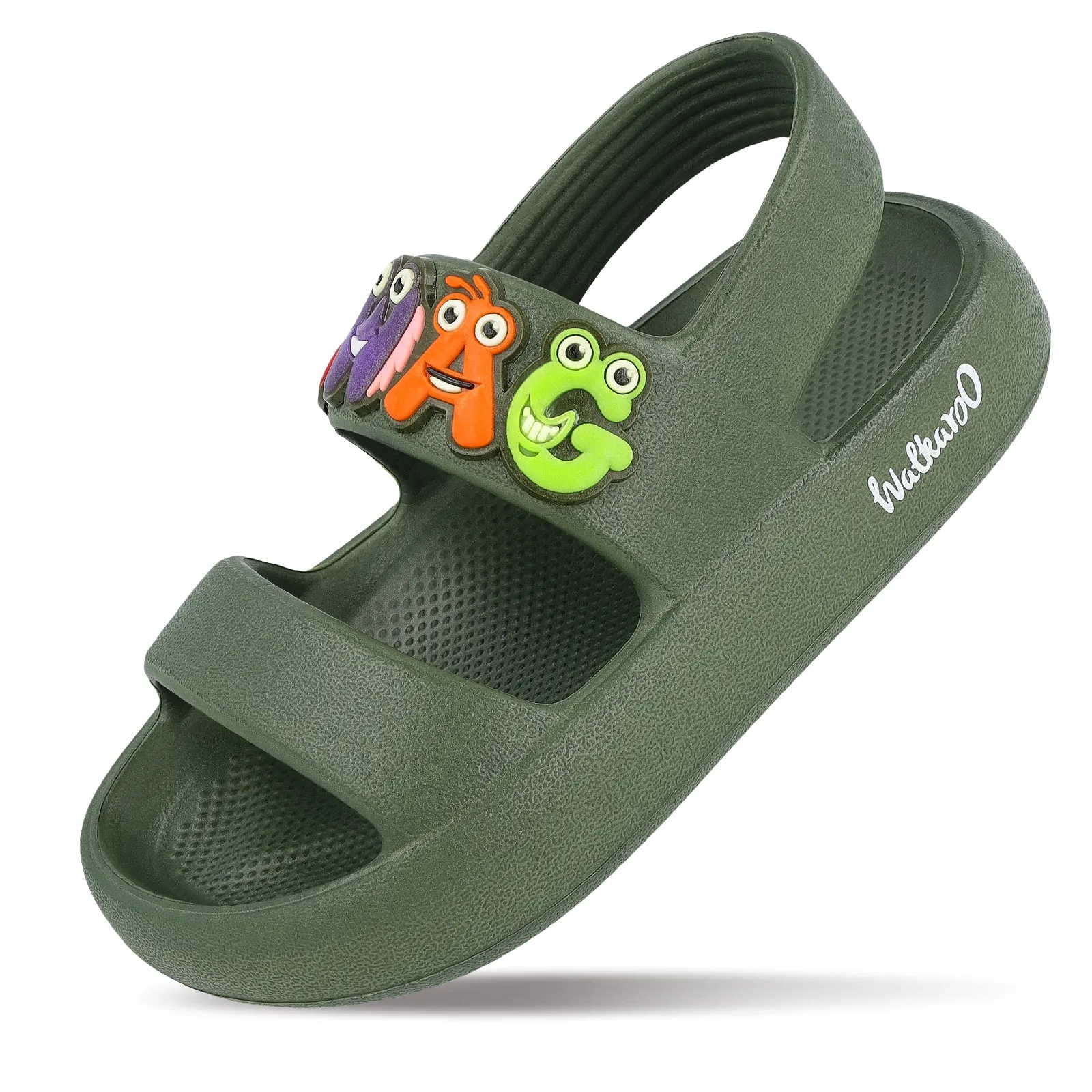 Walkaroo Kids Solid Clog Sandals  - WK374 Olive