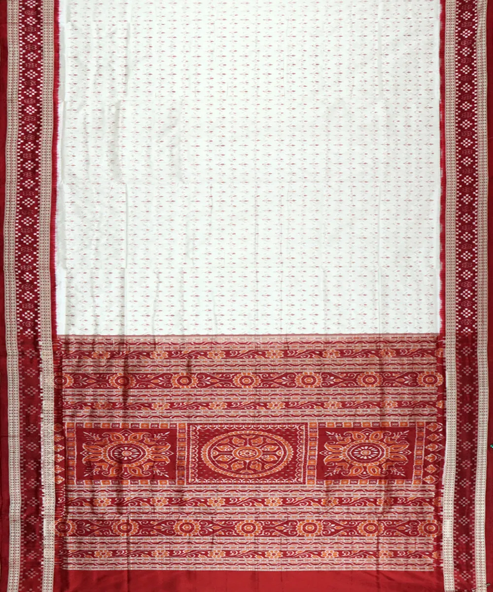 White maroon silk handloom sambalpuri saree