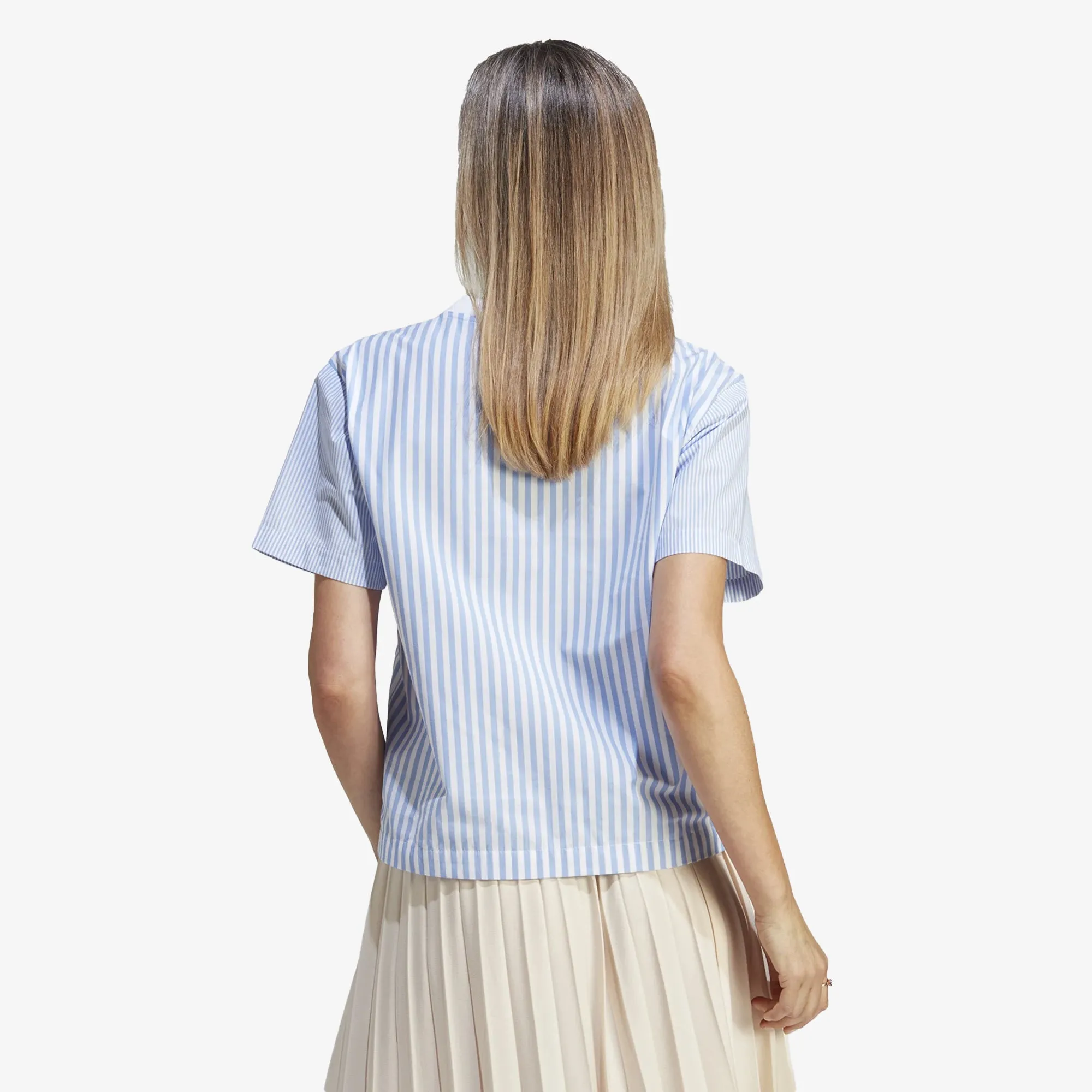 WMN'S PREMIUM ESSENTIALS POPLIN TEE 'WHITE/BLUE'