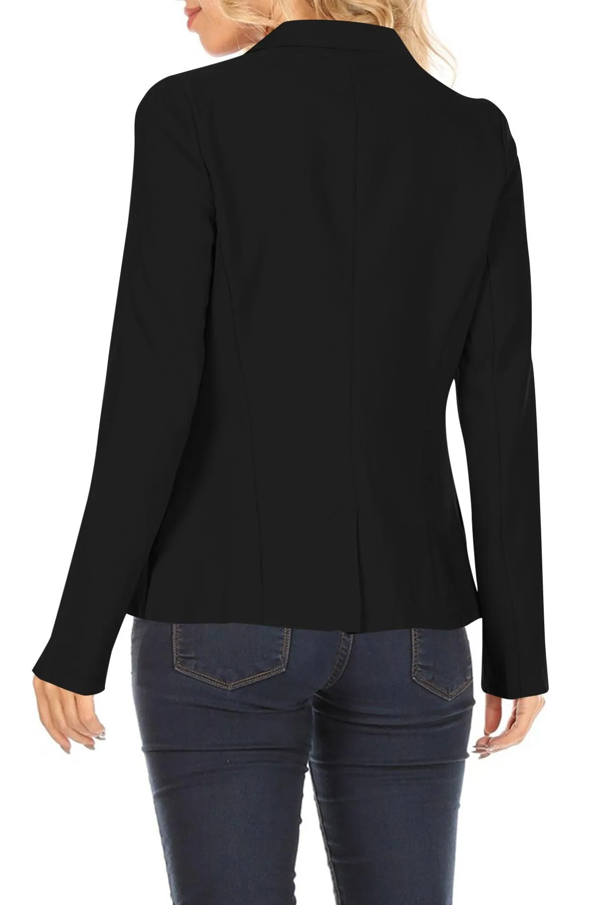 Women's Casual One Button Pocket Basic Long Sleeves Office Work Wear Solid Jacket Blazer