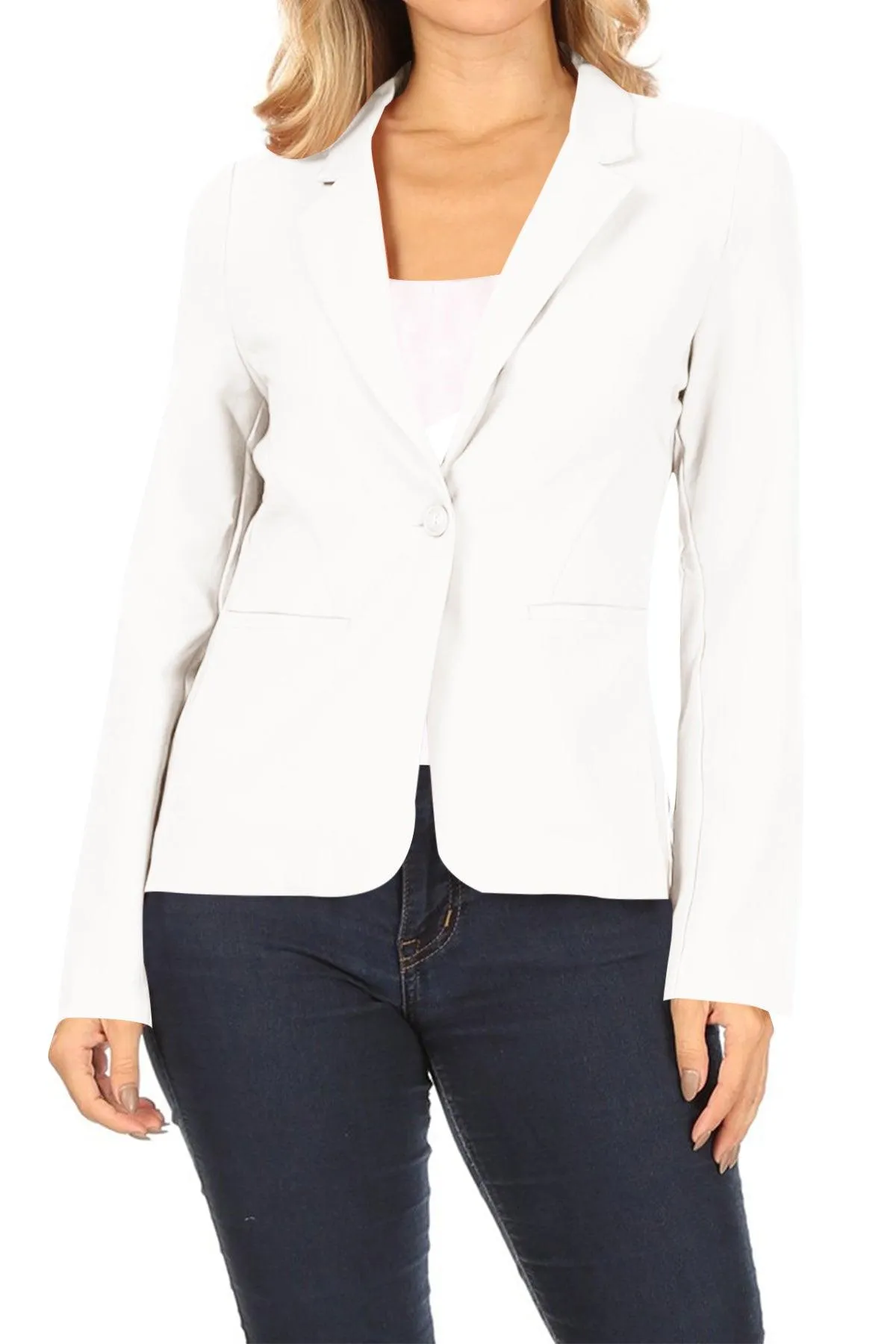 Women's Casual One Button Pocket Basic Long Sleeves Office Work Wear Solid Jacket Blazer