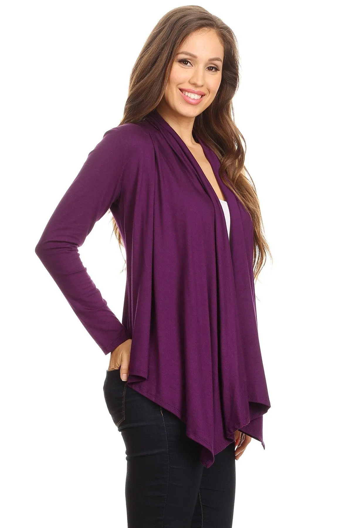 Women's Casual Solid Long Sleeve Drape Open Front Cardigan