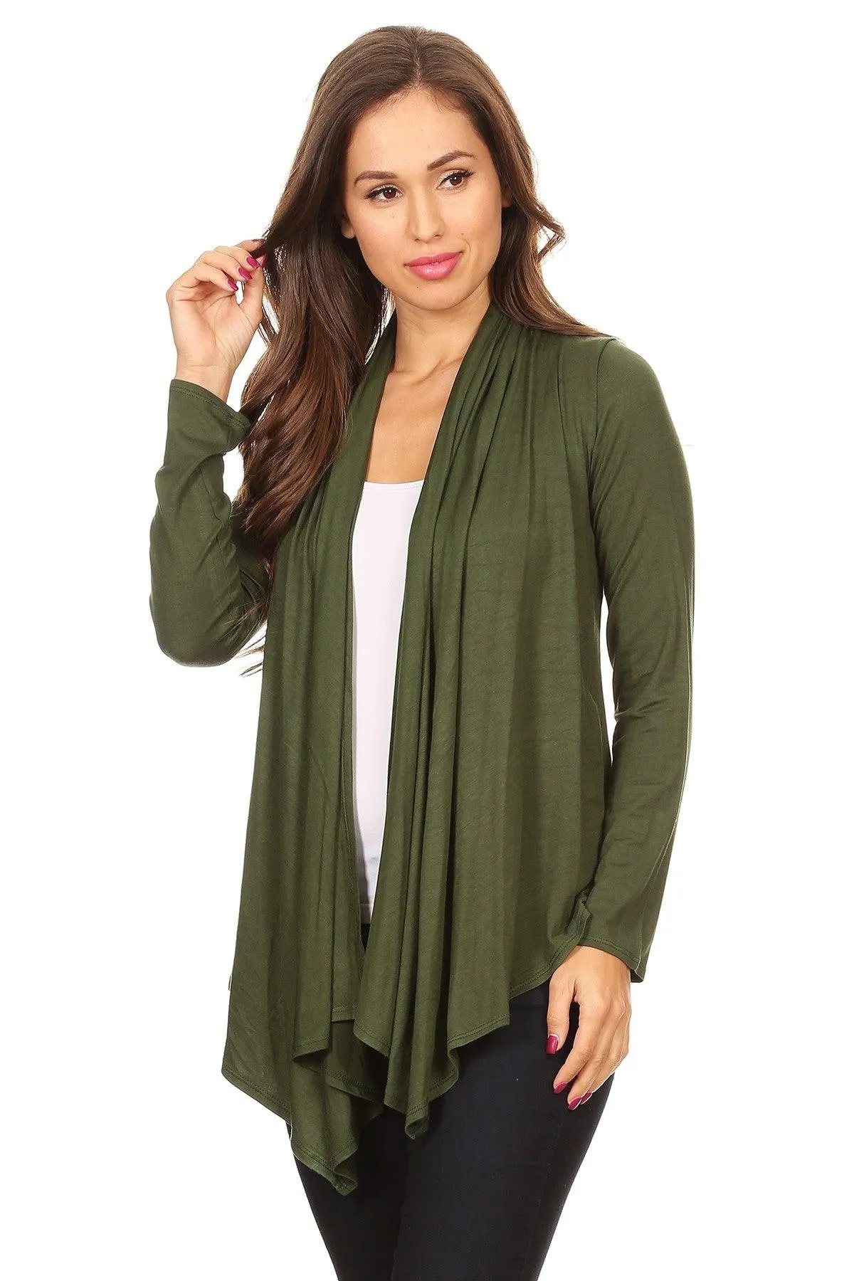 Women's Casual Solid Long Sleeve Drape Open Front Cardigan