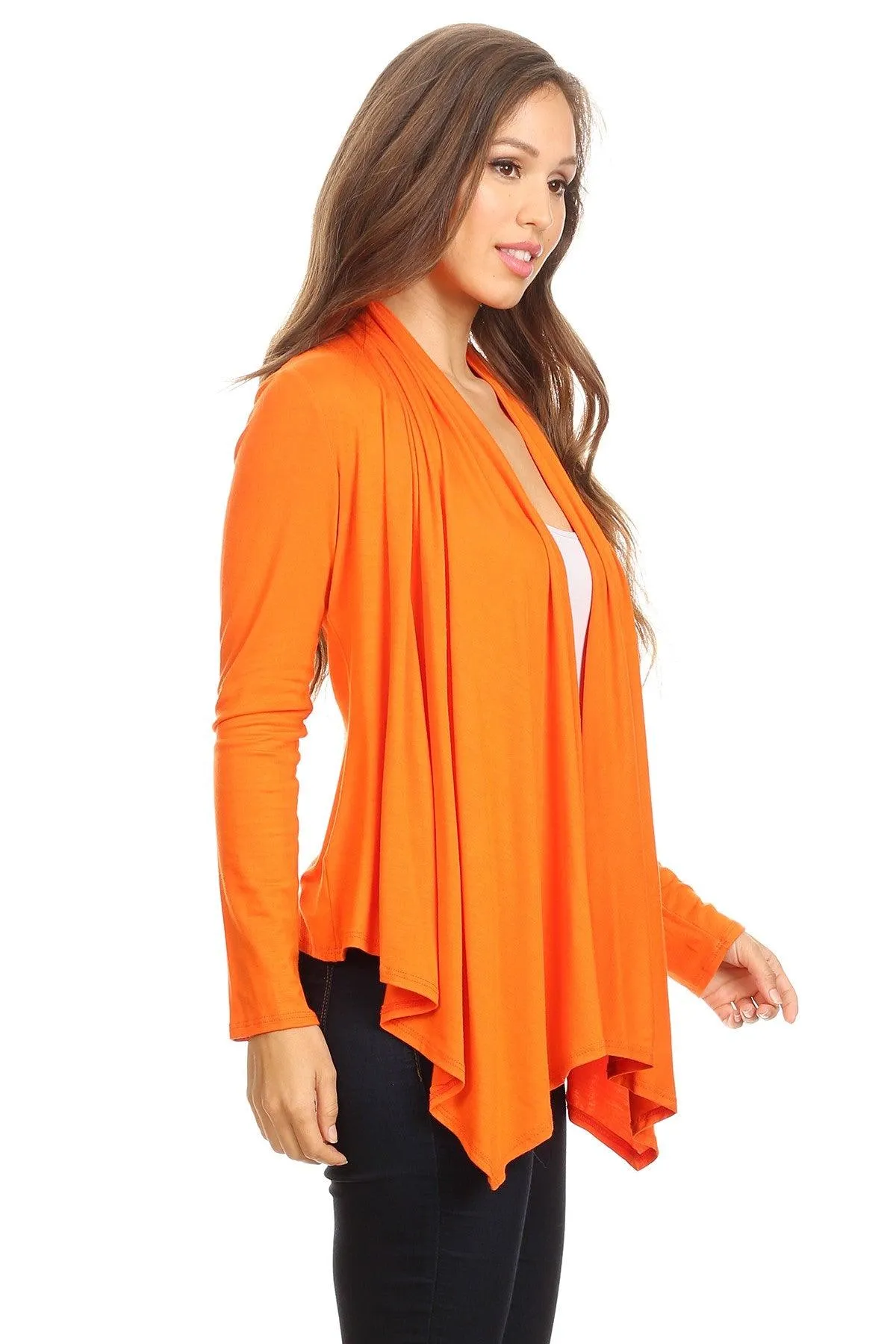 Women's Casual Solid Long Sleeve Drape Open Front Cardigan