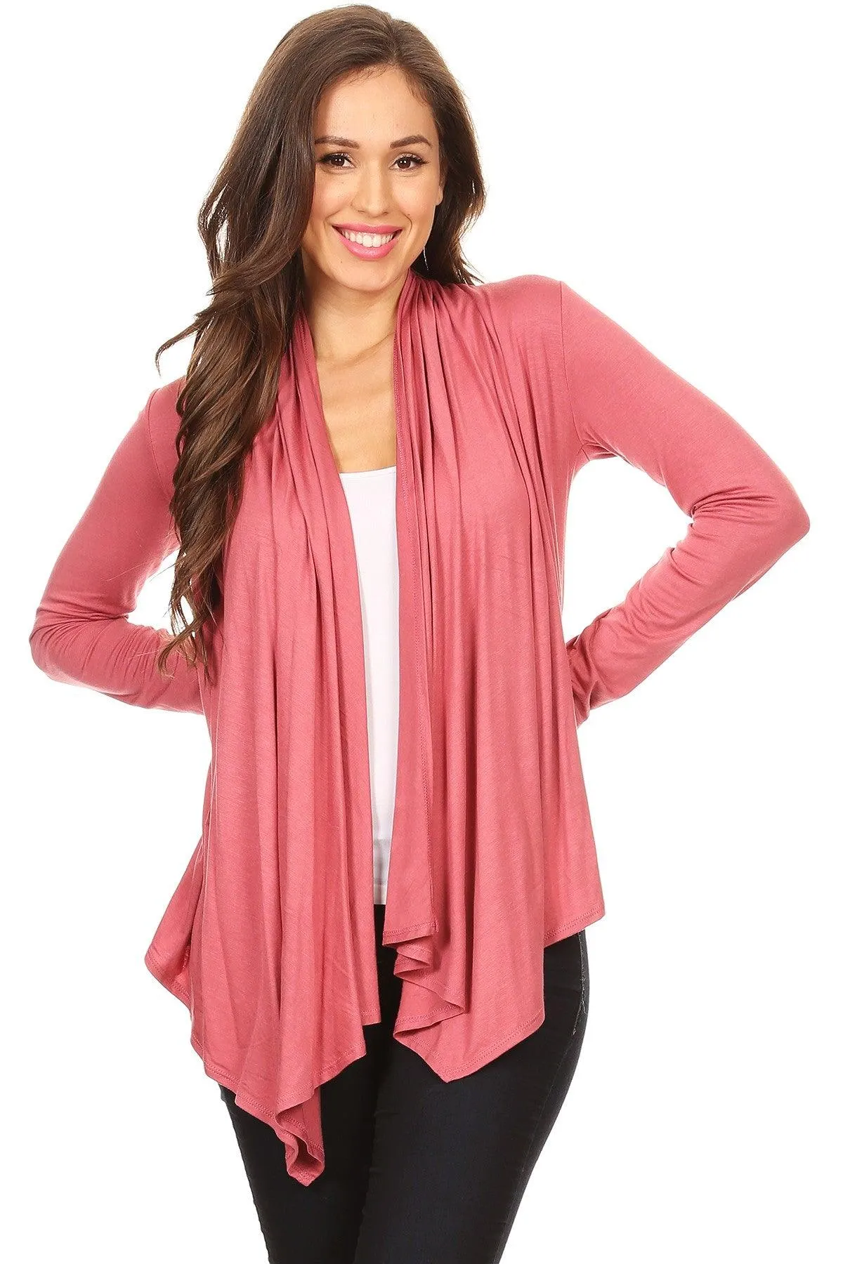 Women's Casual Solid Long Sleeve Drape Open Front Cardigan