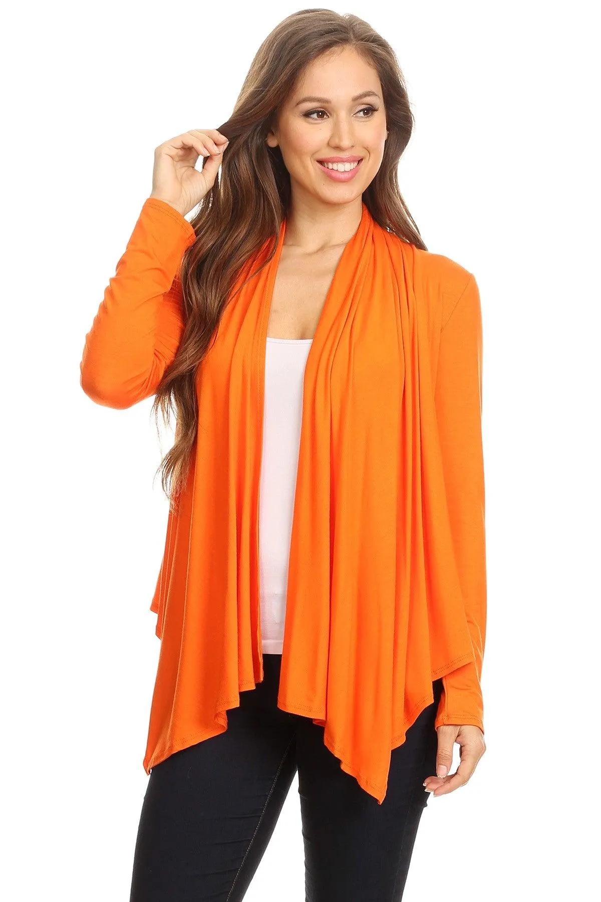 Women's Casual Solid Long Sleeve Drape Open Front Cardigan