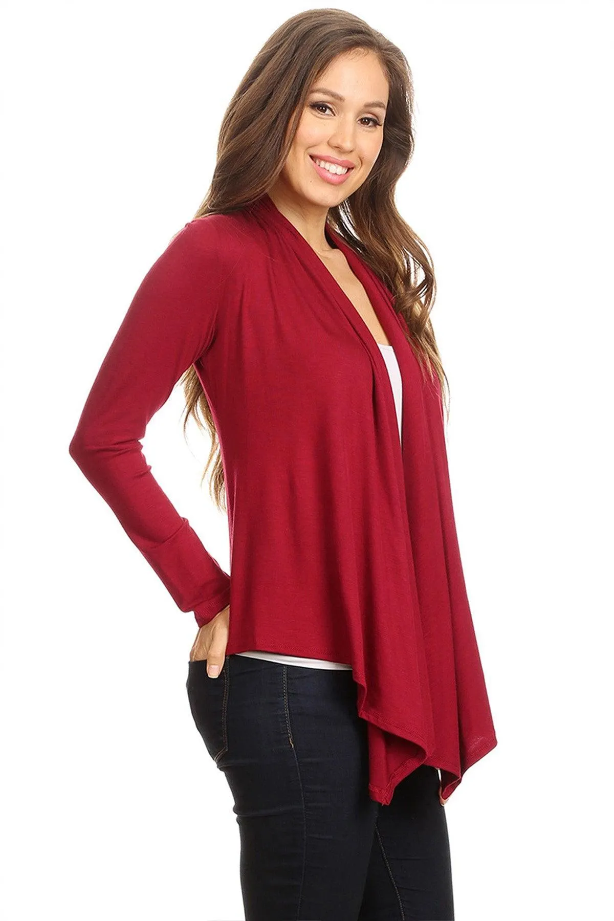 Women's Casual Solid Long Sleeve Drape Open Front Cardigan