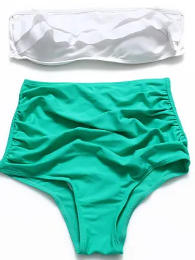 Women's High Waist Ruffle Bandeau Bikini Set