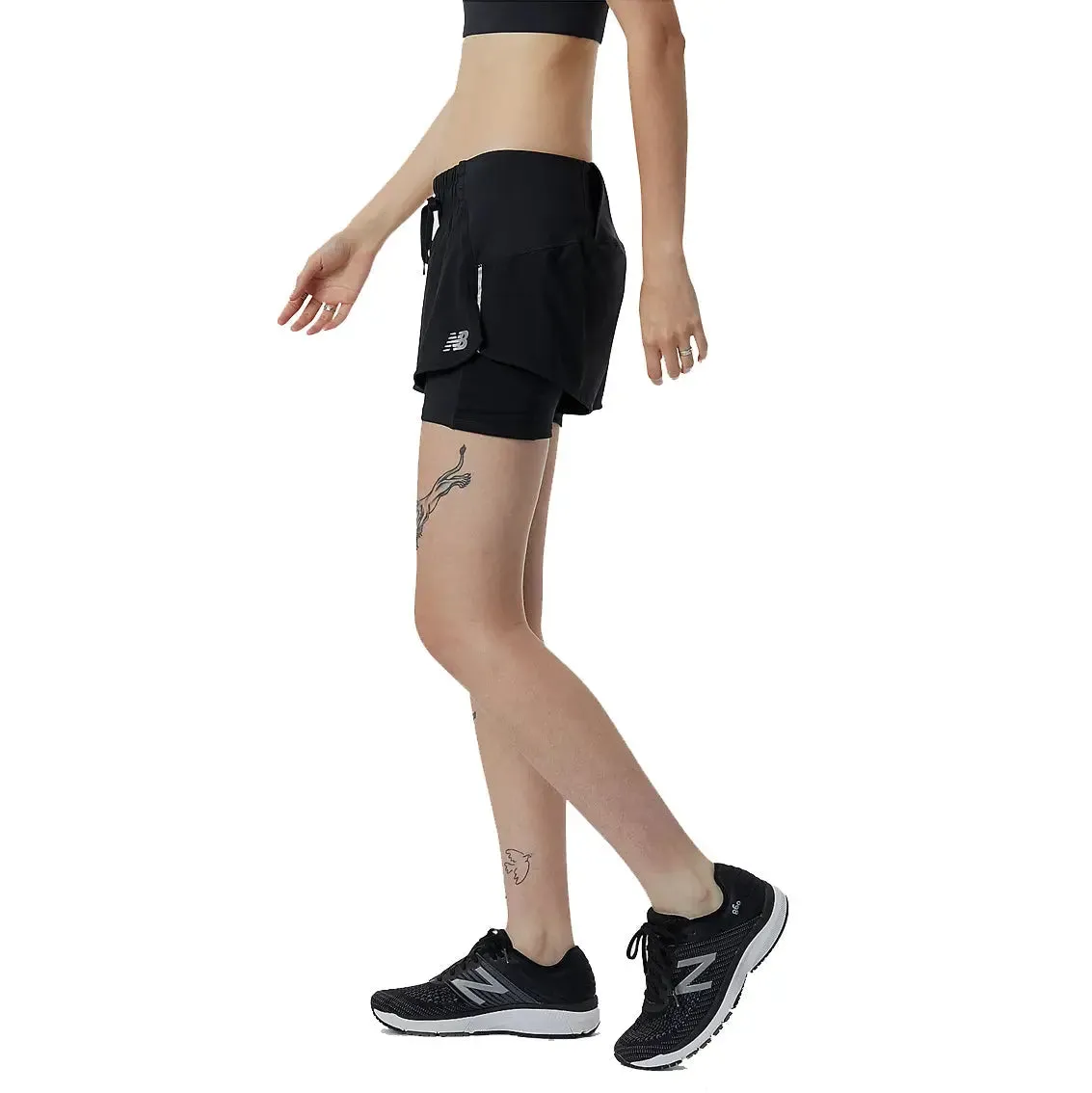 Womens New Balance Impact 2 in 1 Short - Black