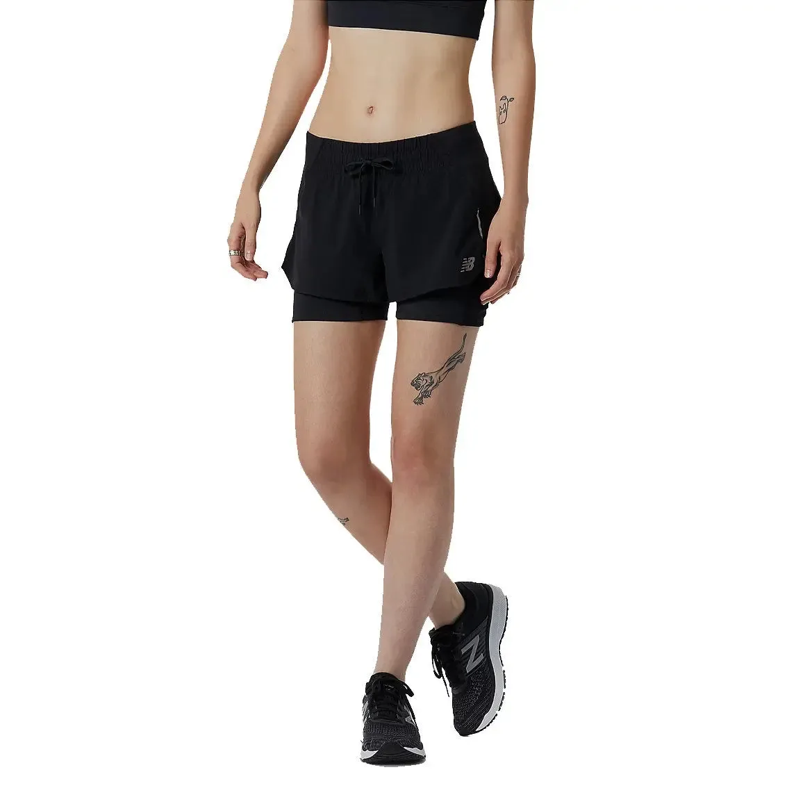 Womens New Balance Impact 2 in 1 Short - Black